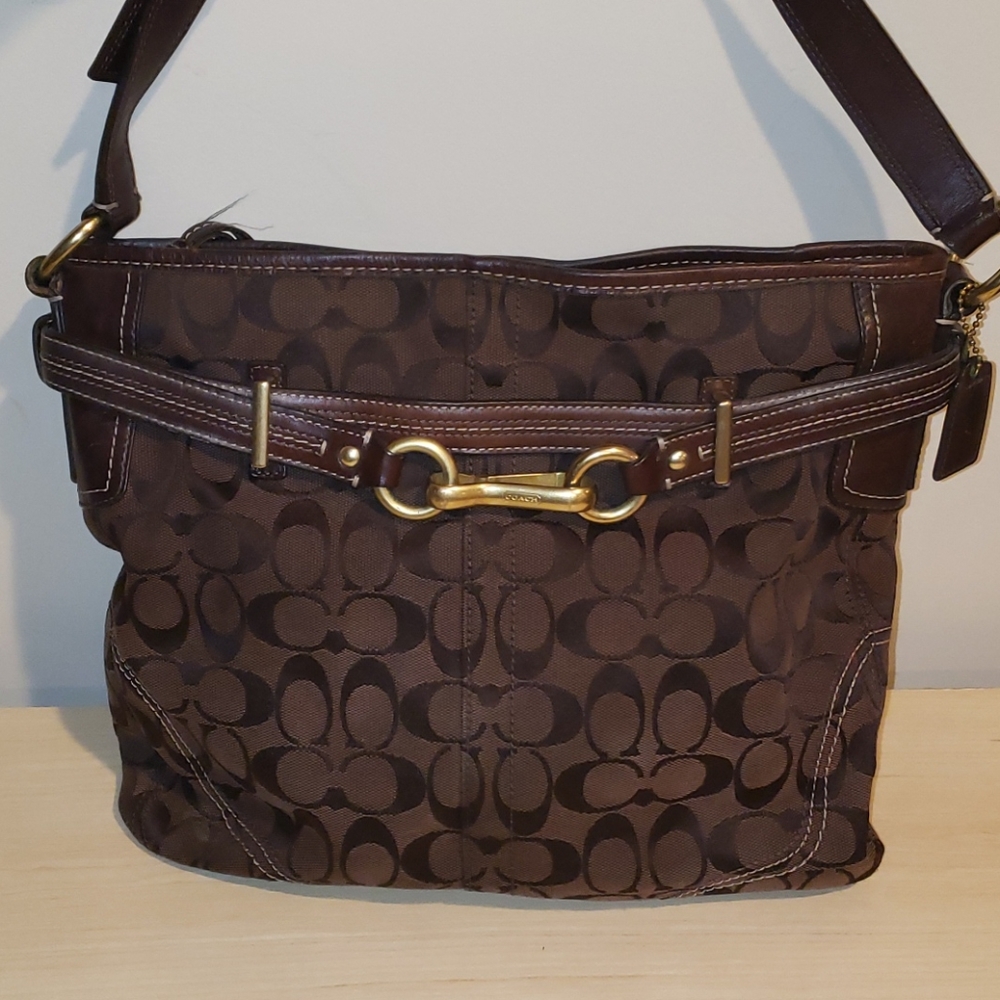COACH Signature Shoulder Bag - Brown